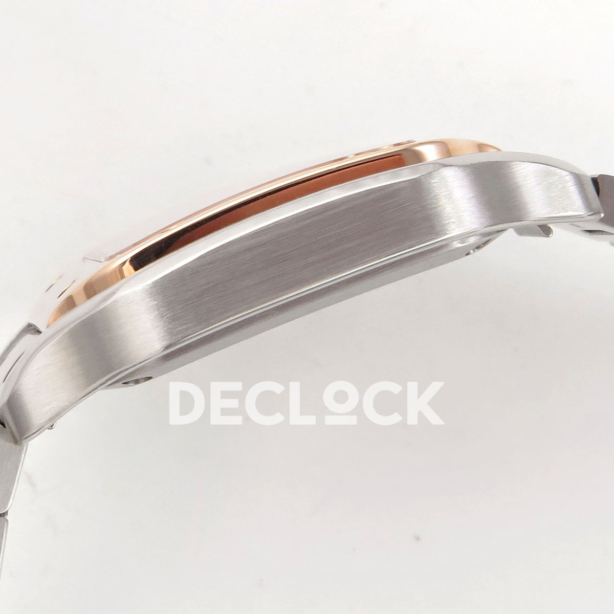 Cartier Santos 27mm 8848F with red dial and steel/rose gold bracelet, case side profile