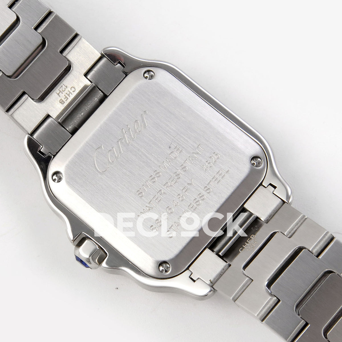 Cartier Santos 27mm 8848F with red dial and steel/rose gold bracelet, caseback