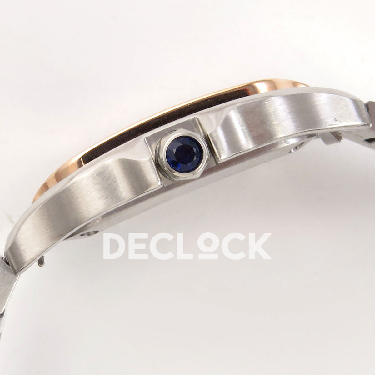 Cartier Santos 27mm 8848F with red dial and steel/rose gold bracelet, crown side profile