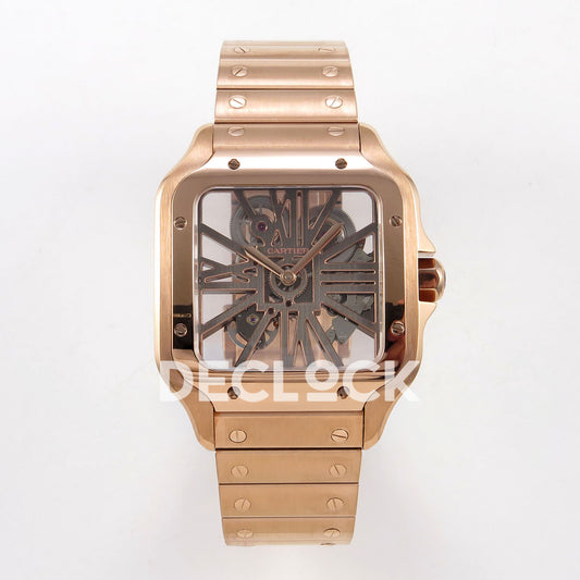 Cartier Santos Skeleton Large Skeleton Dial, Rose Gold Bracelet, 39.8MM RICH replica - product view 01