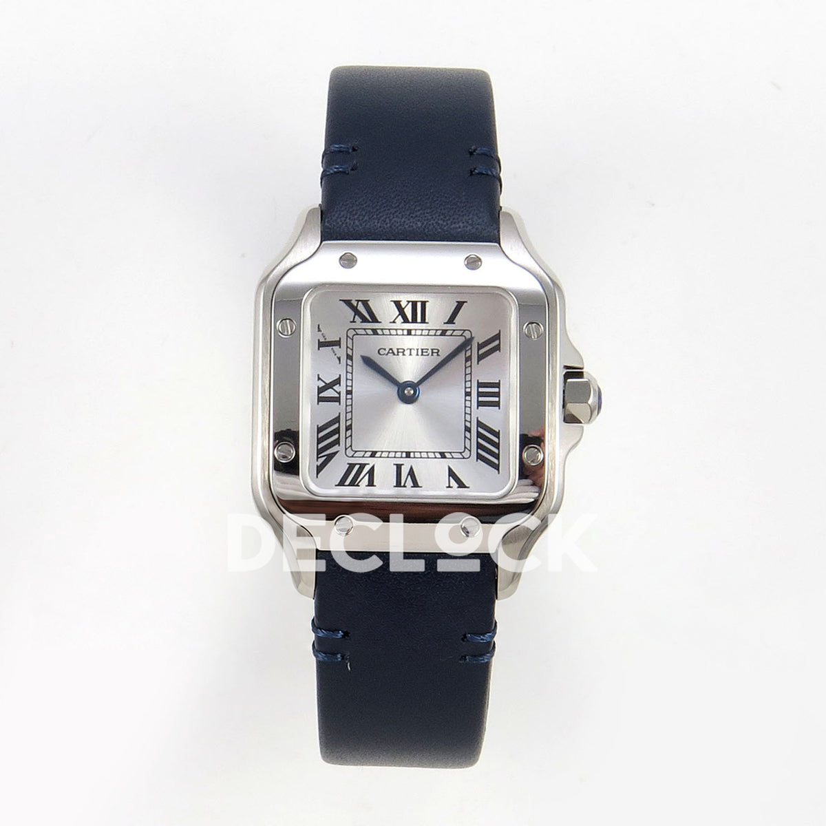 Cartier Santos Small Silver Dial, Blue Leather, 27MM DRF replica - product view 01