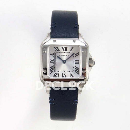 Cartier Santos Small Silver Dial, Blue Leather, 27MM DRF replica - product view 01