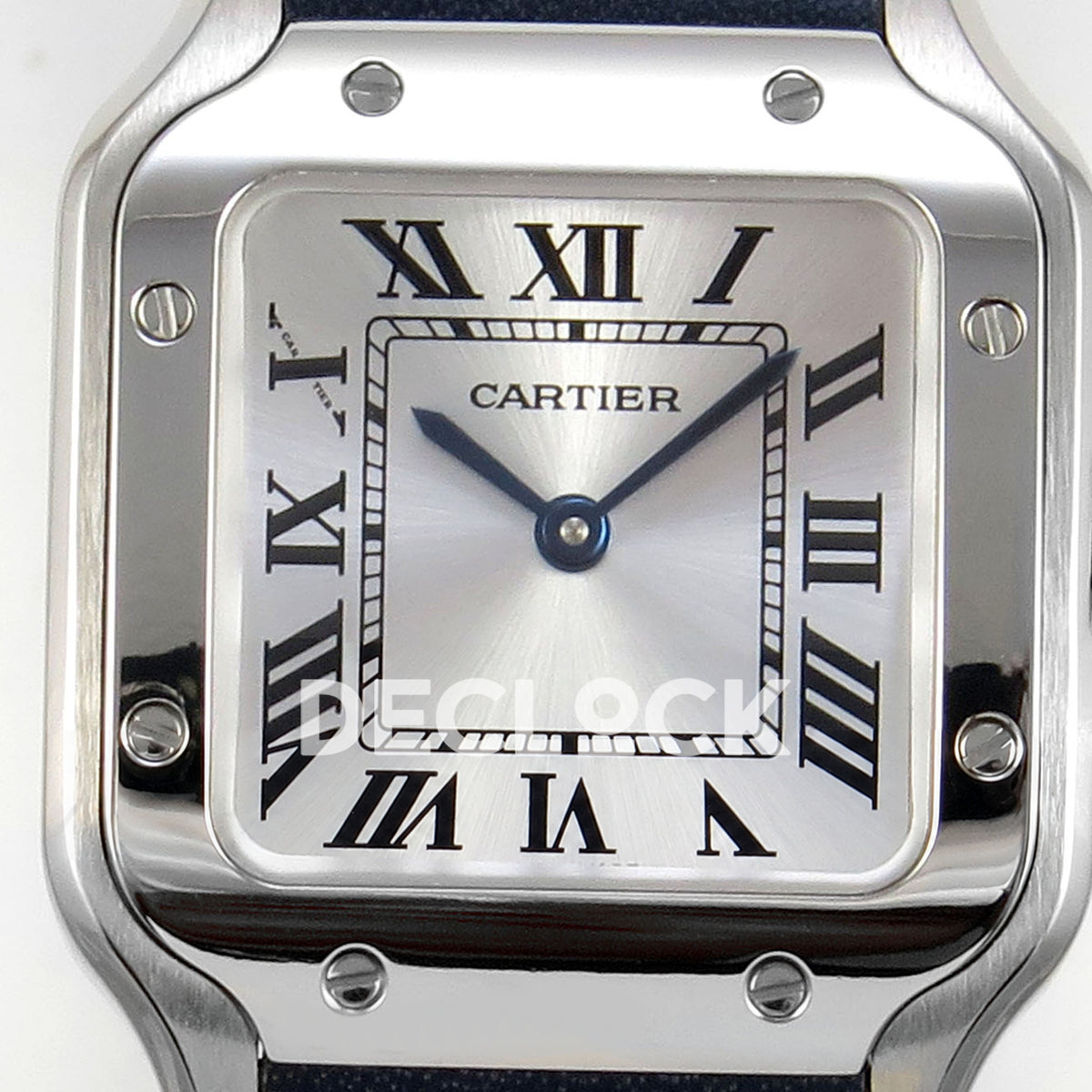 Cartier Santos Small Silver Dial, Blue Leather, 27MM DRF replica - product view 02