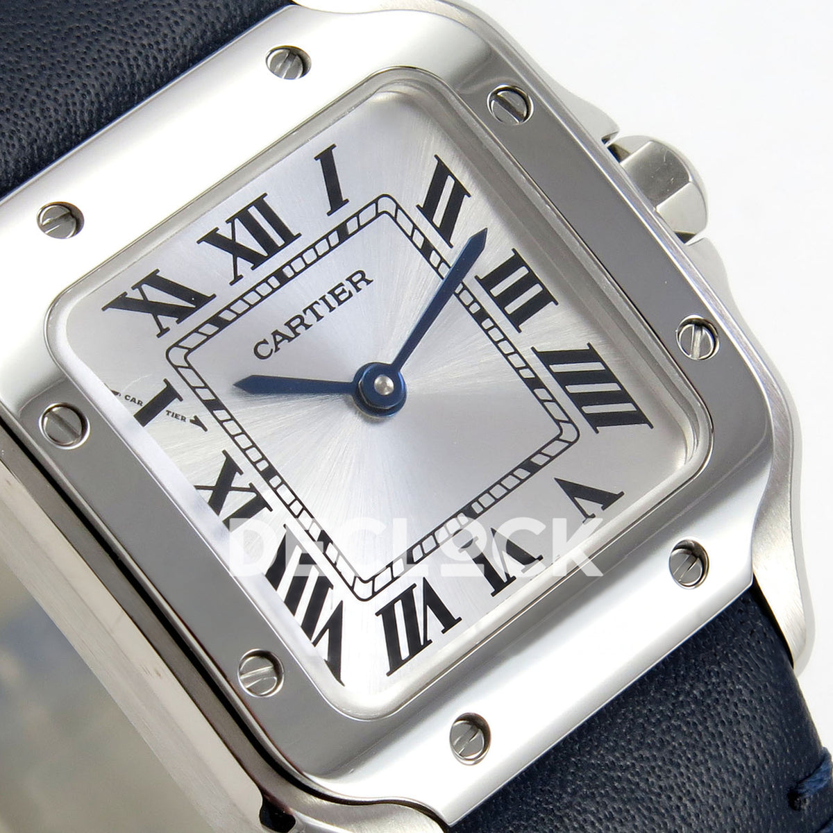 Cartier Santos Small Silver Dial, Blue Leather, 27MM DRF replica - product view 04