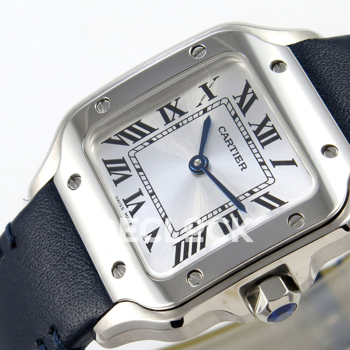 Cartier Santos Small Silver Dial, Blue Leather, 27MM DRF replica - product view 05