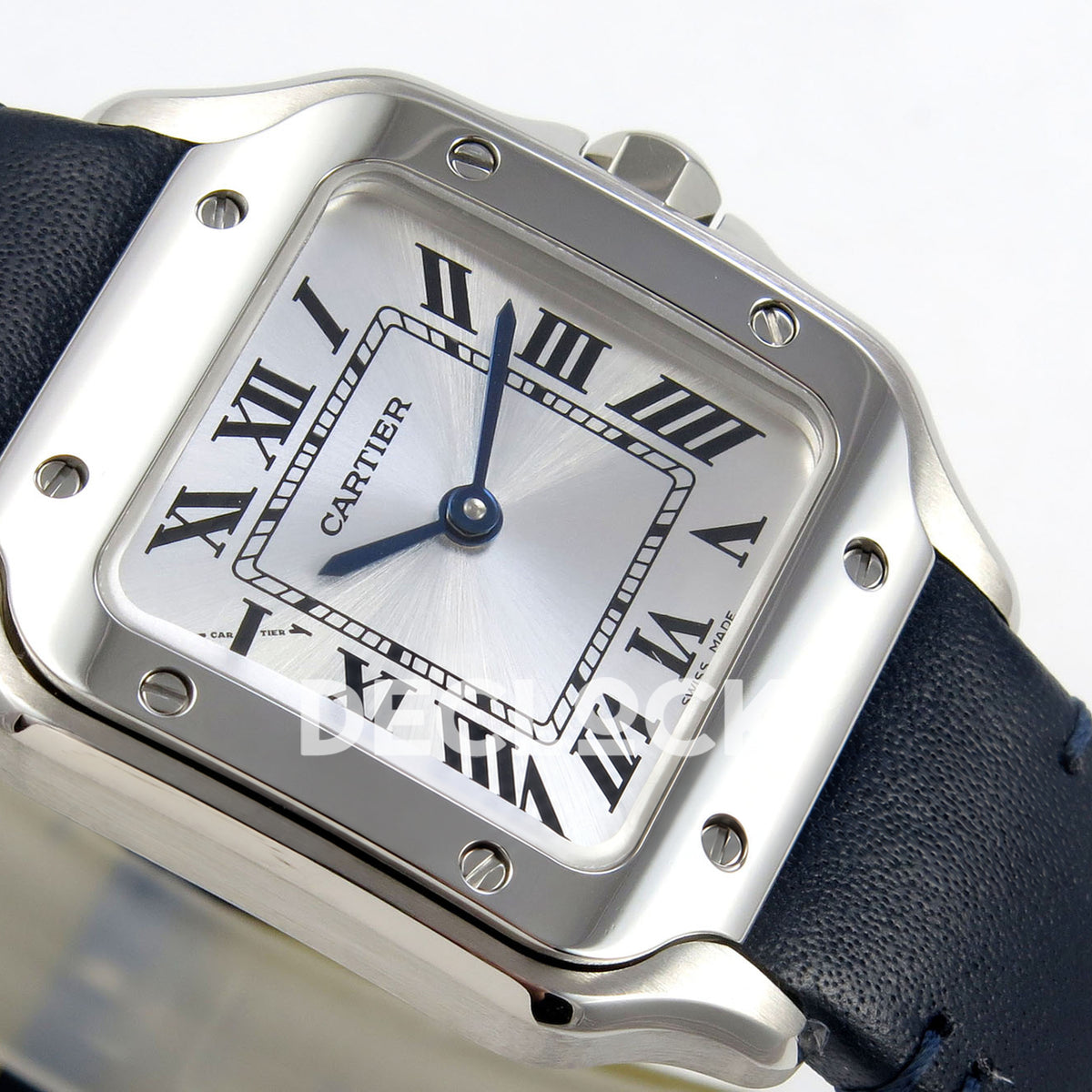 Cartier Santos Small Silver Dial, Blue Leather, 27MM DRF replica - product view 06