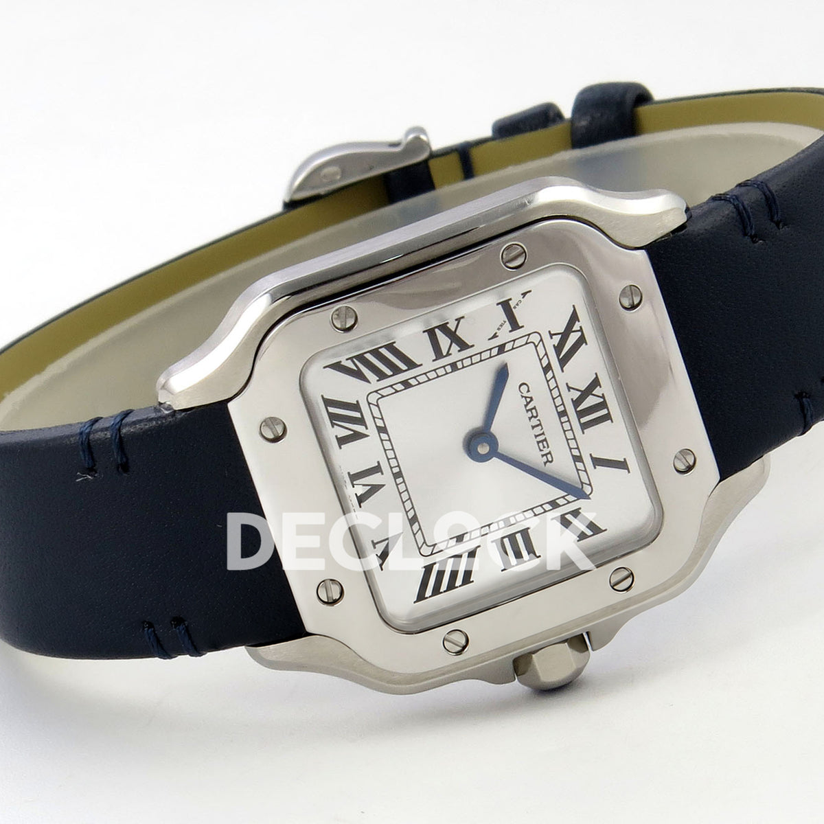 Cartier Santos Small Silver Dial, Blue Leather, 27MM DRF replica - product view 07