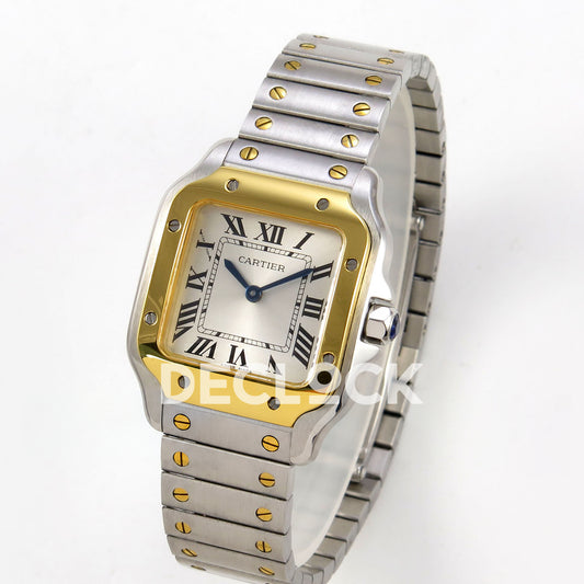 Cartier Santos Small Silver Dial, Steel/Yellow Gold Bracelet, 27MM 8848F replica - product view 03
