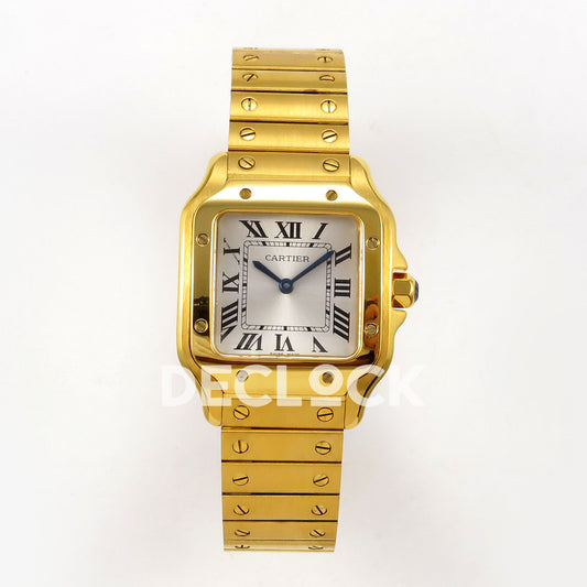 Cartier Santos Small Silver Dial, Yellow Gold Bracelet, 27MM 8848F replica - product view 01