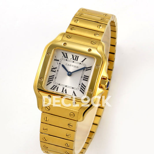 Cartier Santos Small Silver Dial, Yellow Gold Bracelet, 27MM 8848F replica - product view 03