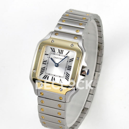 Cartier Santos Small Silver Dial, Steel/Yellow Gold Bracelet, 27MM DRF replica - product view 03