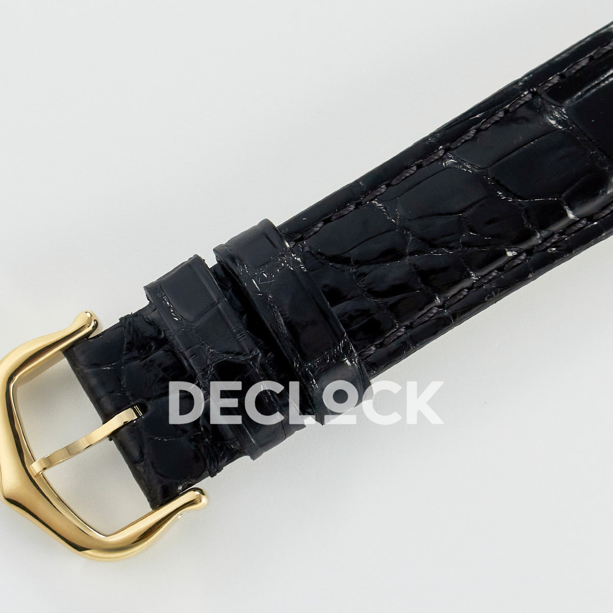 Cartier Tank Louis Small 29x22mm Yellow Gold Black Dial Black Leather Asian AAA+ Replica – clasp detail