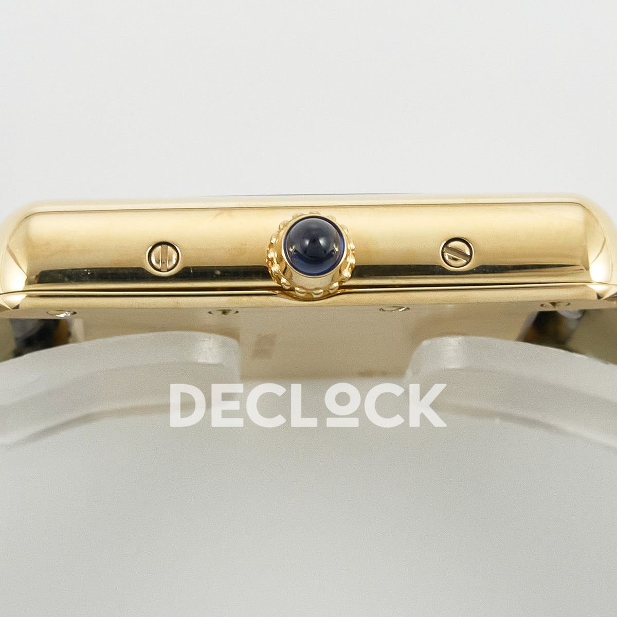 Cartier Tank Louis Small 29x22mm Yellow Gold Black Dial Black Leather Asian AAA+ Replica – crown profile