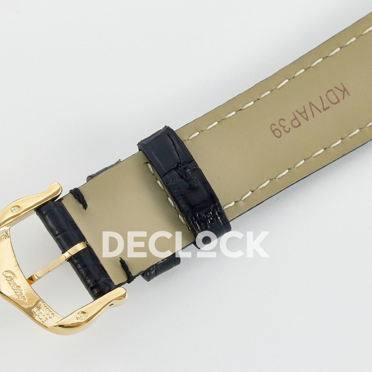 Cartier Tank Louis Small 29x22mm Yellow Gold Black Dial Black Leather Asian AAA+ Replica – strap reverse