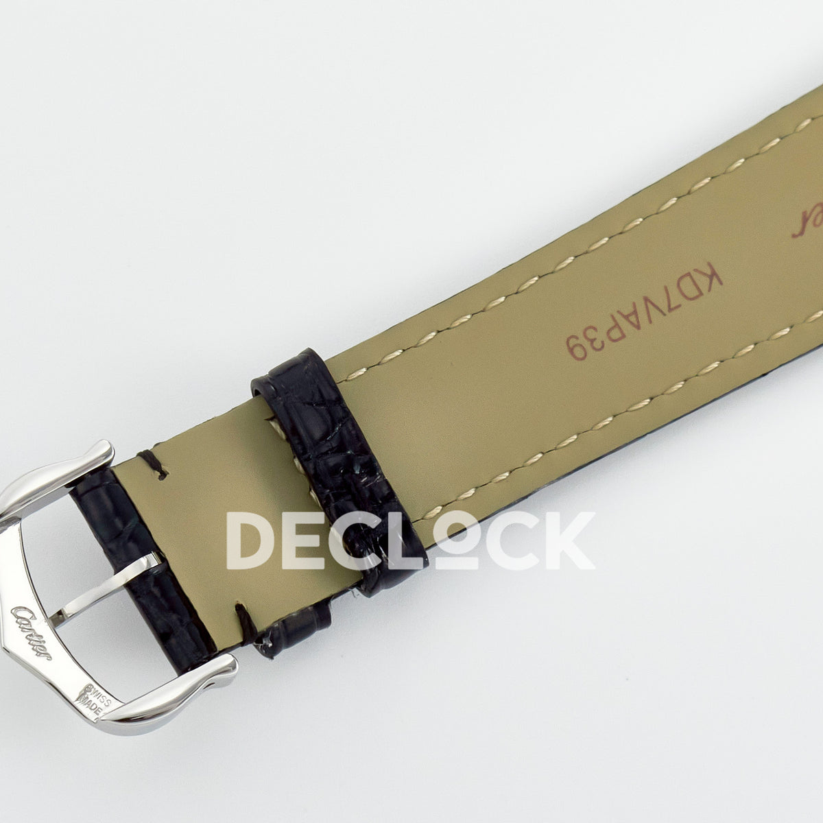 Cartier Tank Must Large 33.7x25.5mm Steel Black Dial Black Leather Asian AAA+ Replica – strap reverse