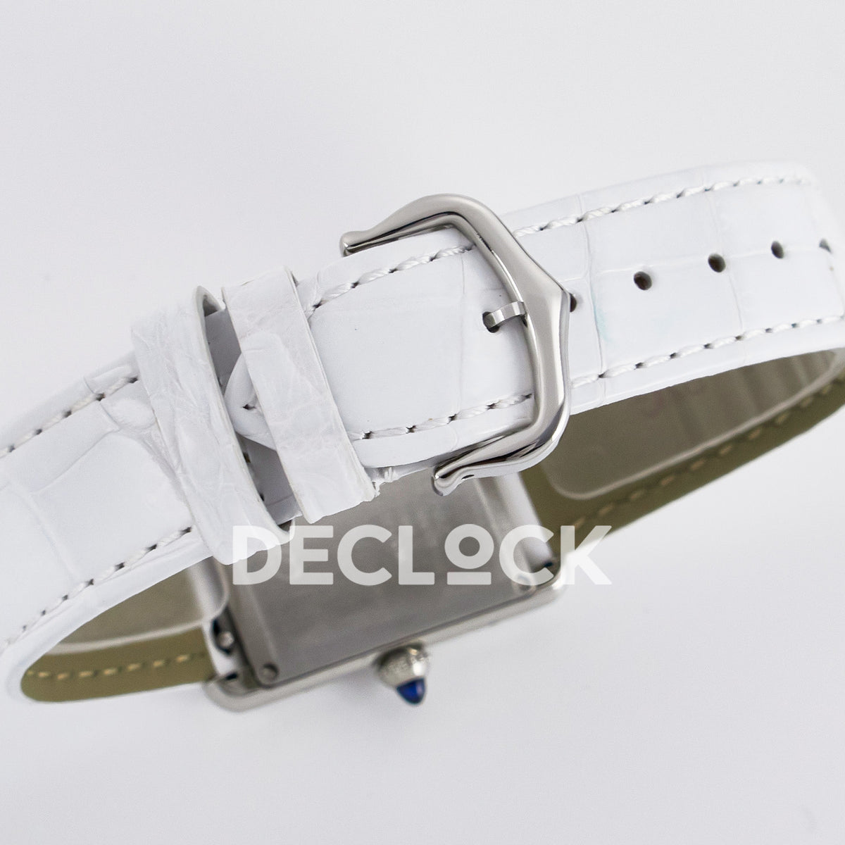 Cartier Tank Must Large 33.7x25.5mm Steel White Dial White Leather Asian AAA+ Replica – buckle