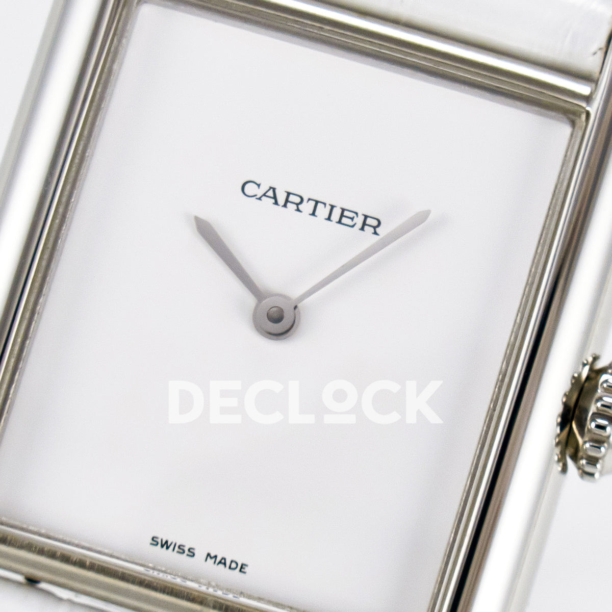 Cartier Tank Must Large 33.7x25.5mm Steel White Dial White Leather Asian AAA+ Replica – dial detail