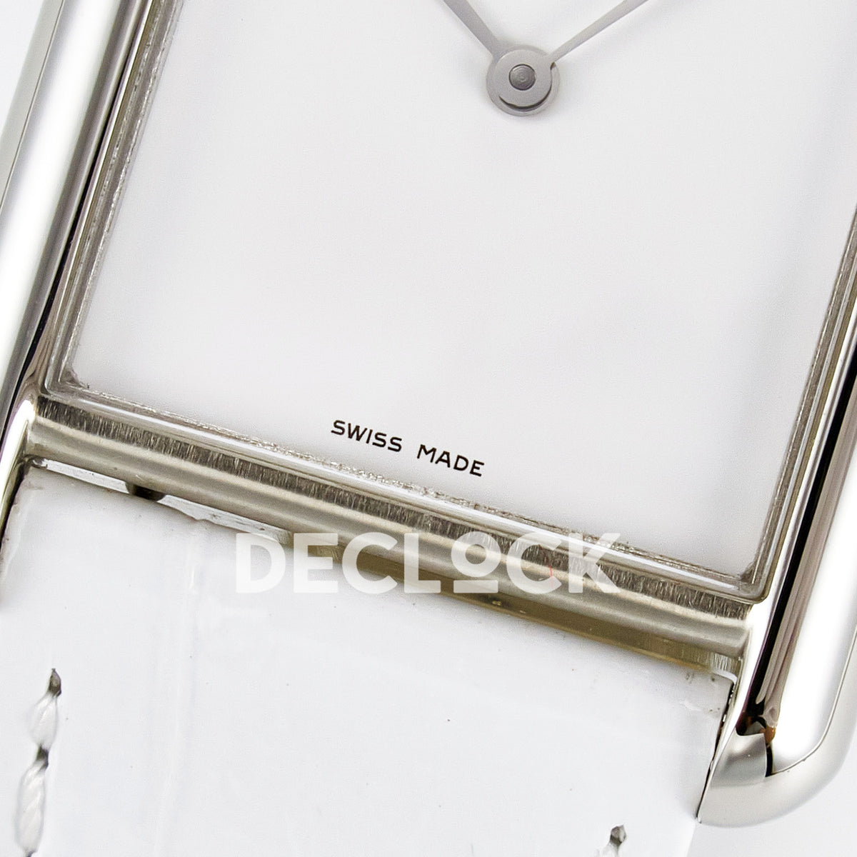 Cartier Tank Must Large 33.7x25.5mm Steel White Dial White Leather Asian AAA+ Replica – dial lower detail