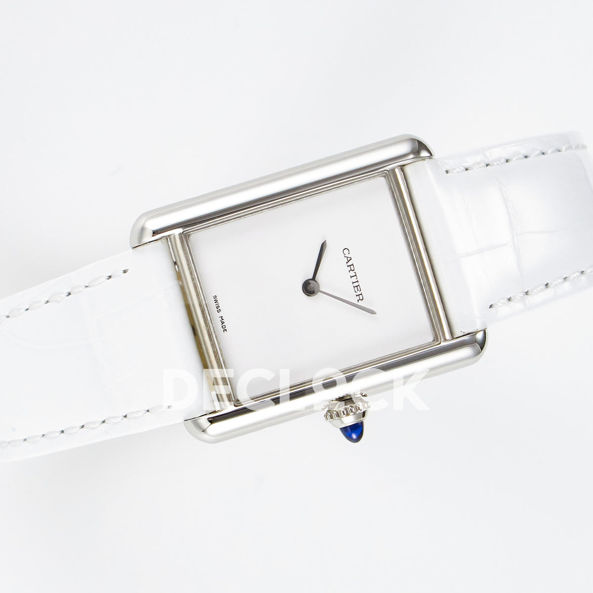 Cartier Tank Must Large 33.7x25.5mm Steel White Dial White Leather Asian AAA+ Replica – strap view
