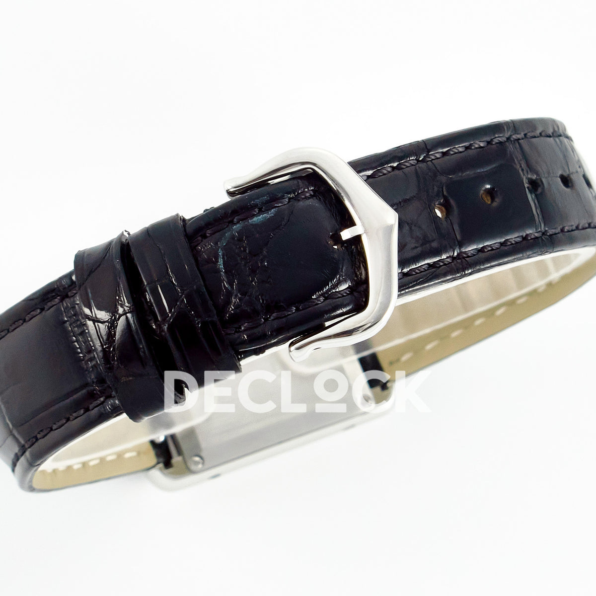 Cartier Tank Must Small 29x22mm Steel Black Dial Black Leather Asian AAA+ Replica – buckle