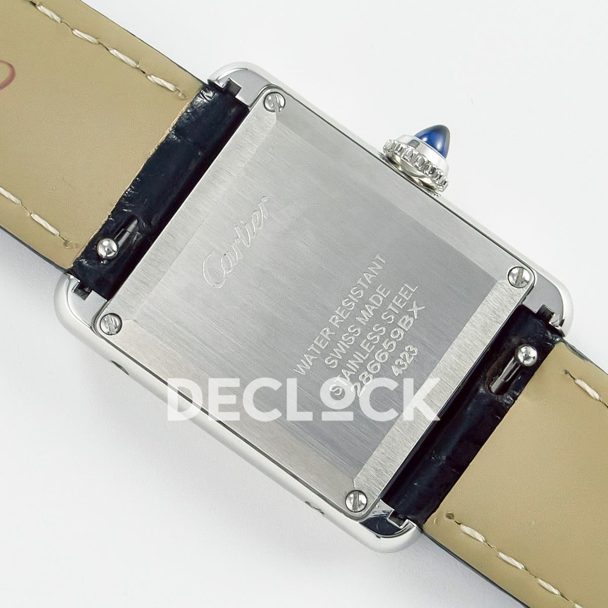 Cartier Tank Must Small 29x22mm Steel Black Dial Black Leather Asian AAA+ Replica – caseback