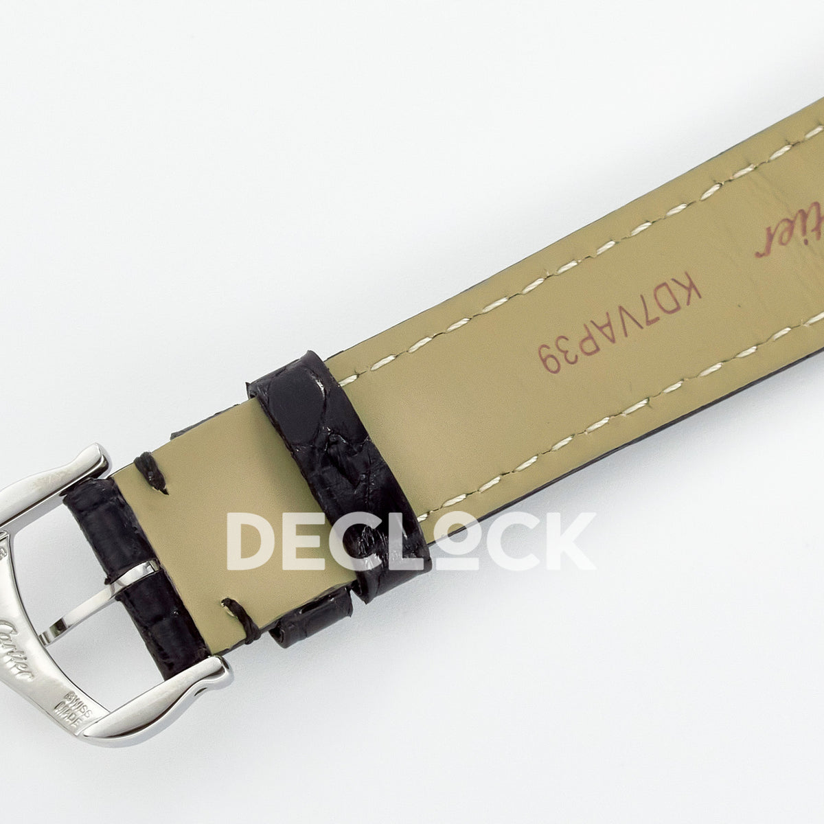 Cartier Tank Must Small 29x22mm Steel Black Dial Black Leather Asian AAA+ Replica – strap reverse