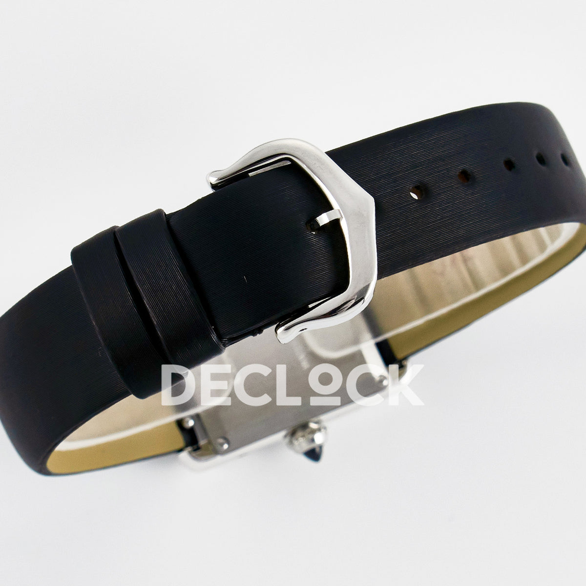 Cartier Tank Must Small 29x22mm Steel White Dial Black Leather Stone Bezel Asian AAA+ Replica – buckle