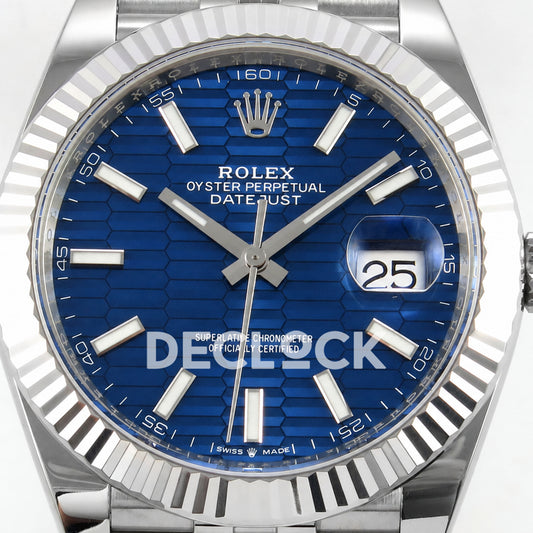 Rolex Datejust 41 126334 Blue Textured Dial Jubilee GOLD Maker JH3235 Free Sprung