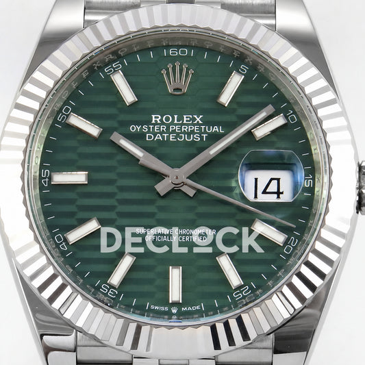 Rolex Datejust 41 126334 Green Textured Dial Jubilee GOLD Maker JH3235 Free Sprung