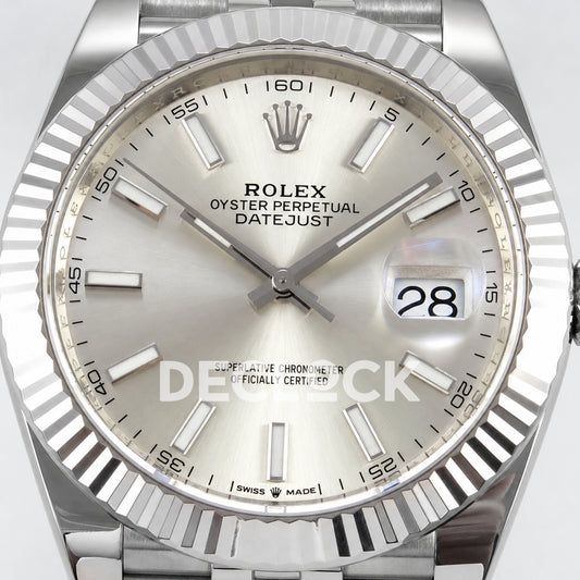 Rolex Datejust 41 126334 Silver Stick Dial Jubilee GOLD Maker JH3235 Free Sprung