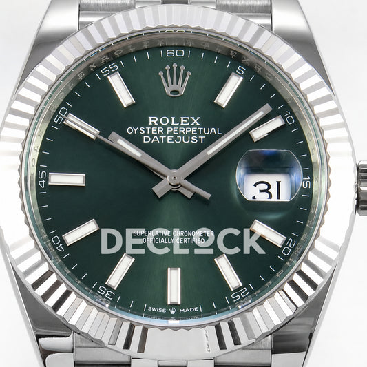 Rolex Datejust 41 126334 Green Stick Dial Jubilee GOLD Maker JH3235 Free Sprung