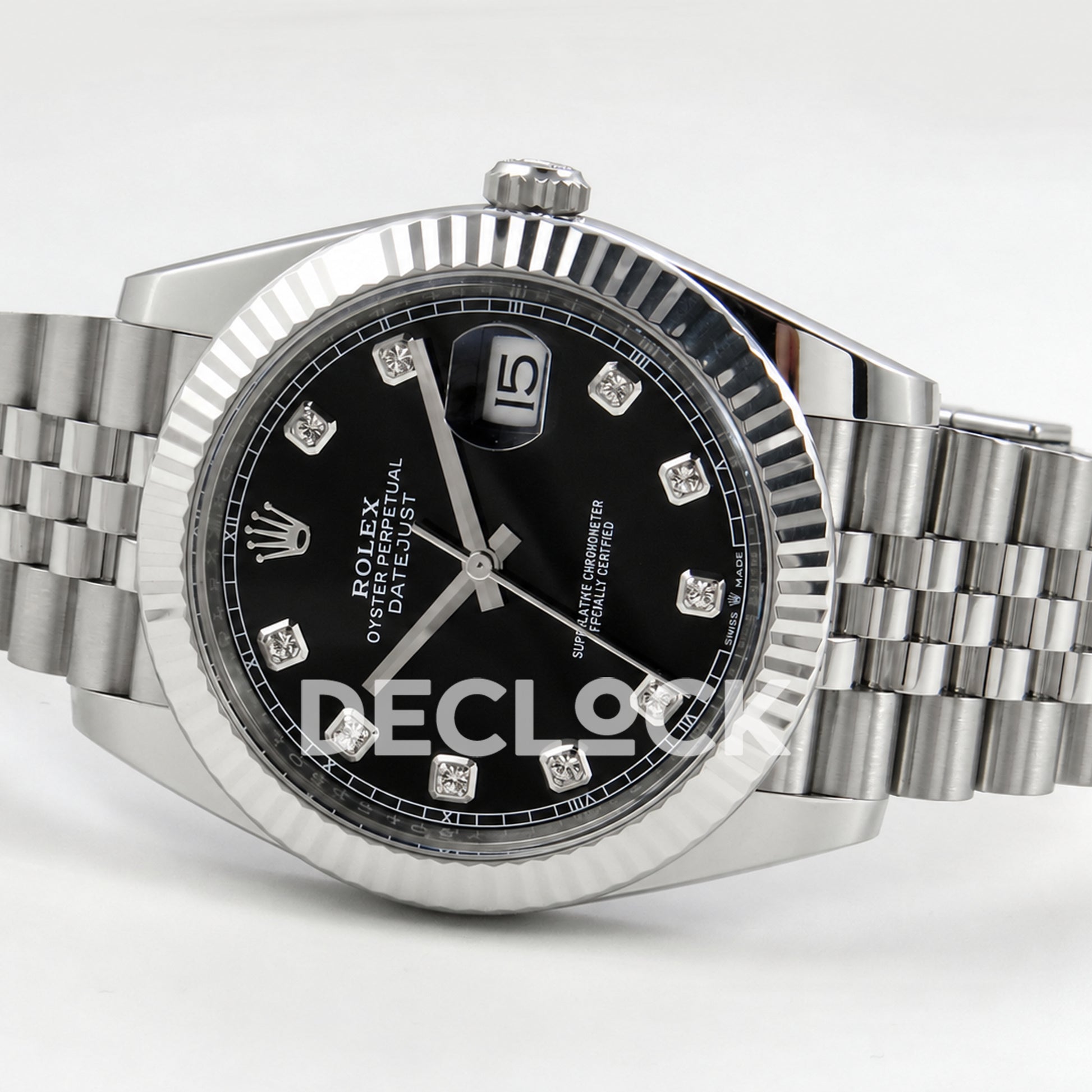 Rolex Datejust 41 126334 Black Diamonds Dial Jubilee GOLD Maker JH3235 Free Sprung