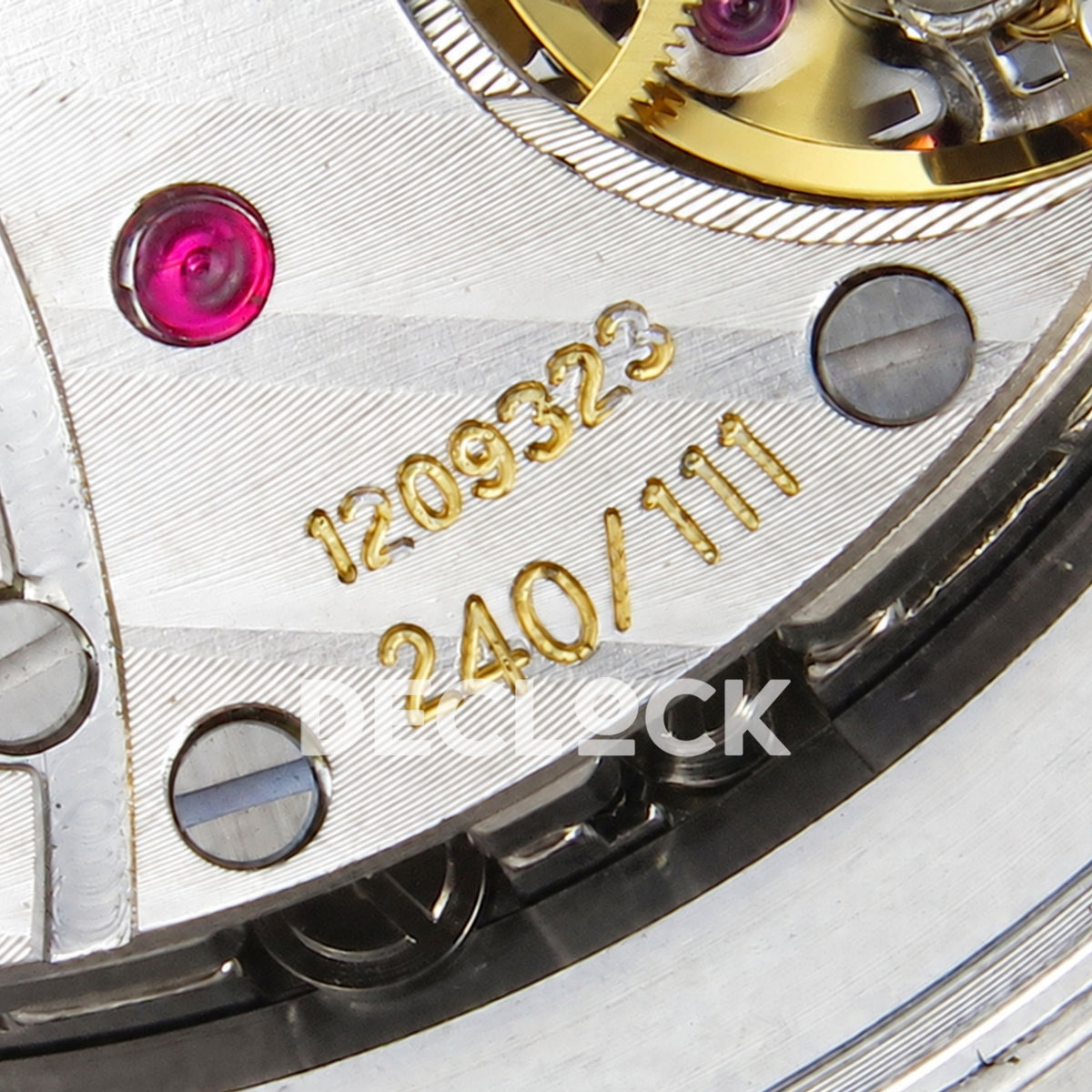 Patek Philippe Celestial 6102 BLSF replica with black dial, gem-set bezel and steel bracelet — calibre engraving macro