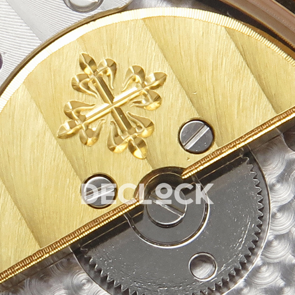 Patek Philippe Celestial 6102R-001 PPF replica with black dial and black leather strap — micro-rotor detail