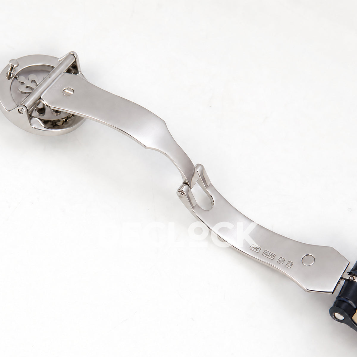 Patek Philippe Celestial 6104/11P-010 PPF replica with blue dial and blue stone bezel — open clasp rear