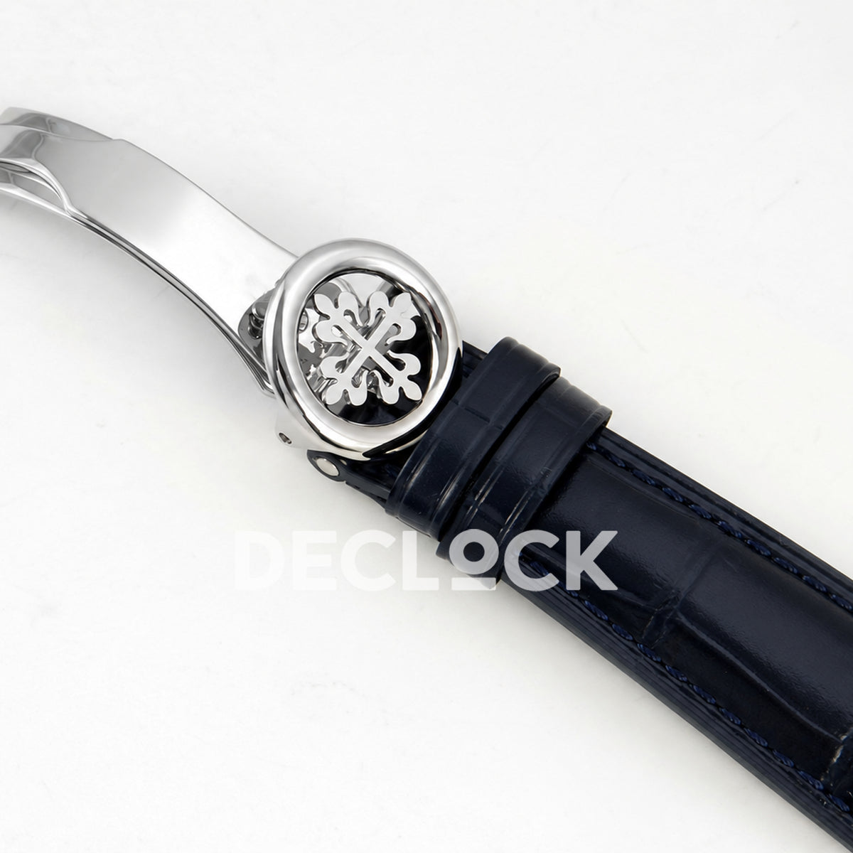 Patek Philippe Celestial 6102P-001 PPF replica with blue dial and blue leather strap — leather strap and clasp