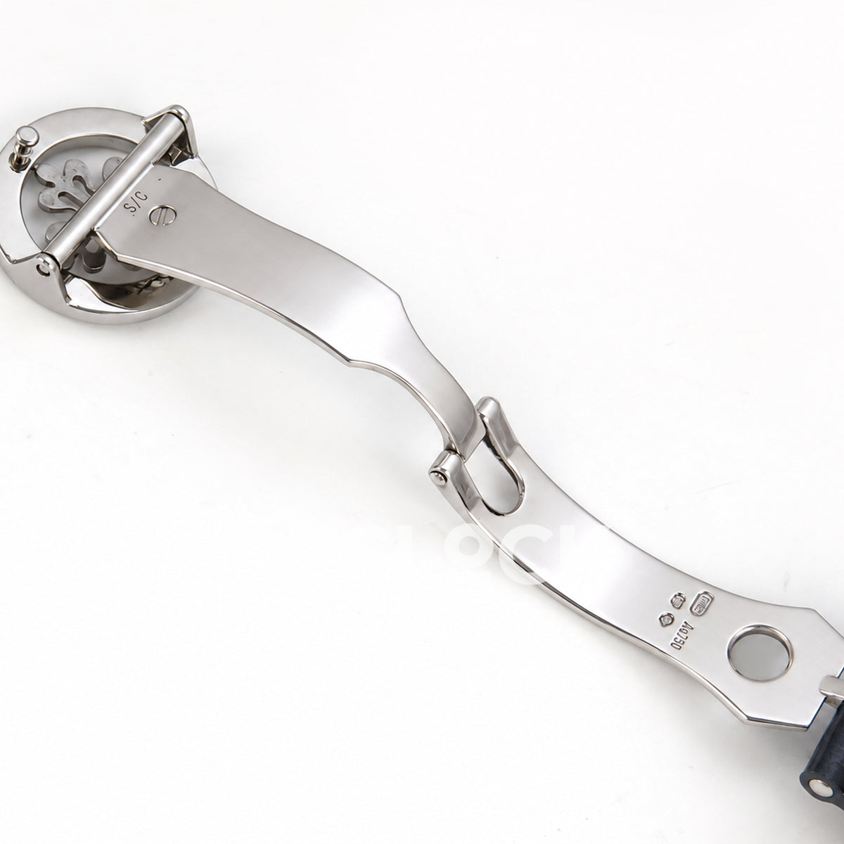 Patek Philippe Celestial 6104P-010 PPF replica with blue dial and clear stone bezel — open clasp rear