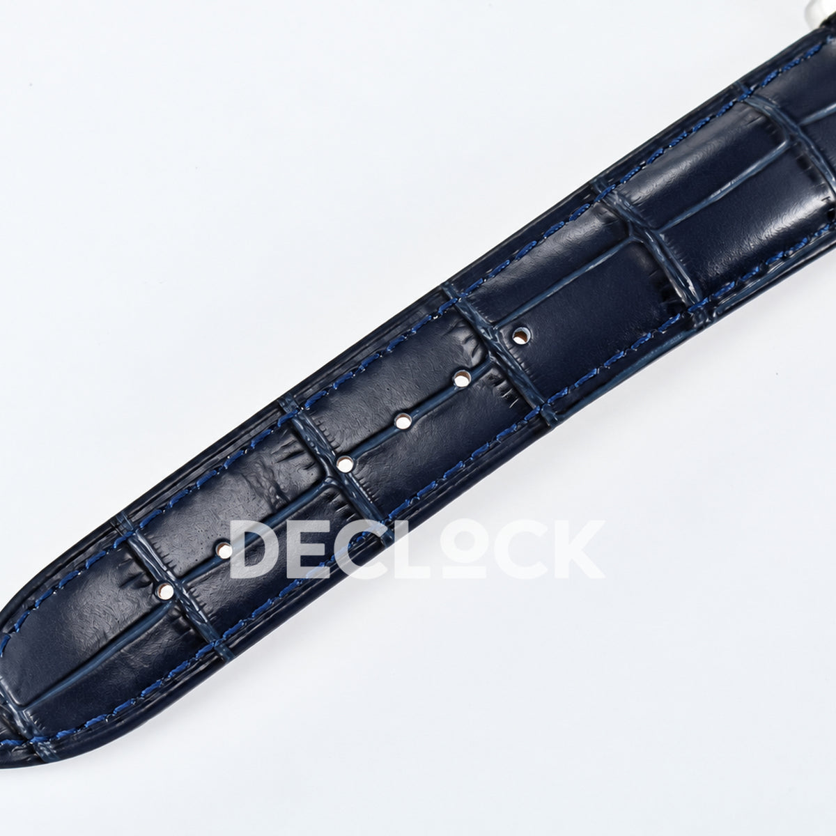 Patek Philippe Celestial Moon Age YLF replica with blue dial and stone-set bezel — blue leather strap