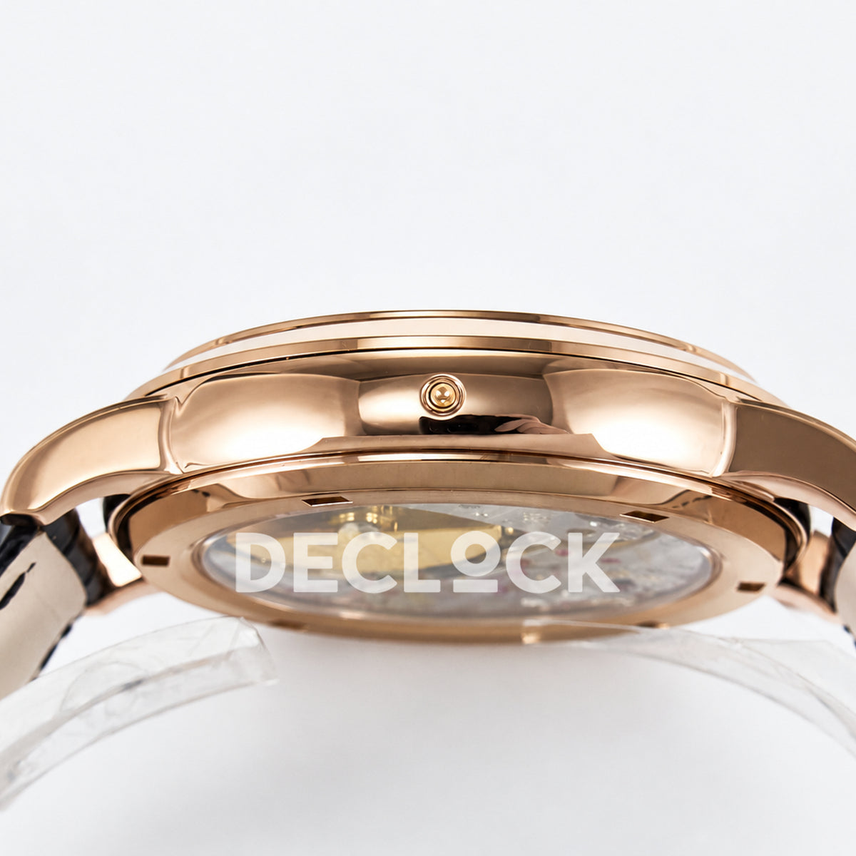 Patek Philippe Celestial Moon Age YLF replica with black dial and rose-gold-tone case — opposite case profile