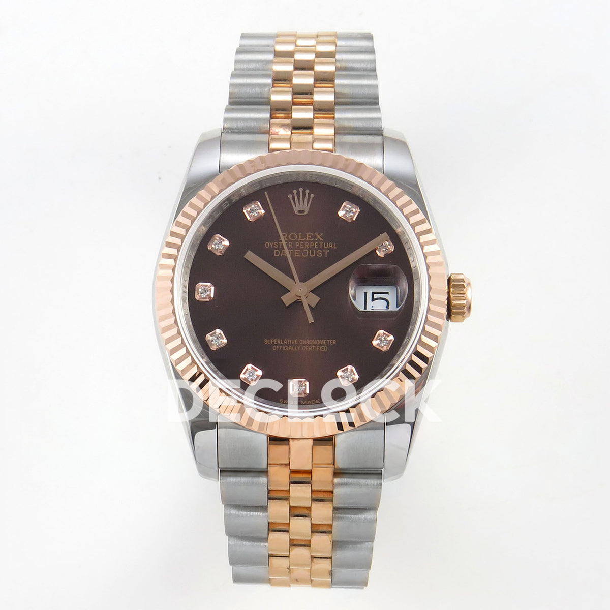 Rolex Datejust 31mm Brown Gem-Set Dial Rose Gold / Steel Jubilee GMF A2824 - front view