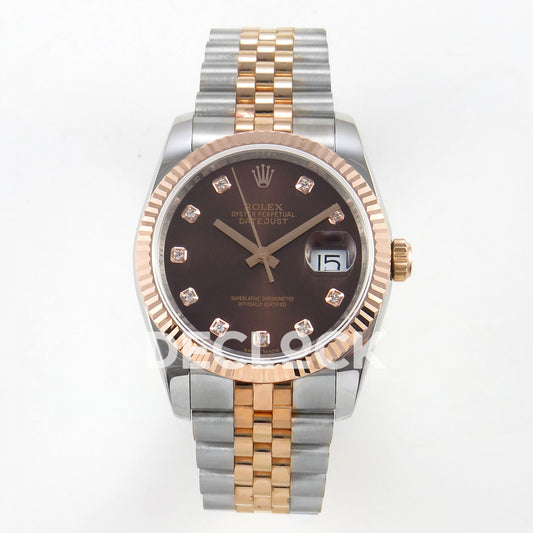 Rolex Datejust 31mm Brown Gem-Set Dial Rose Gold / Steel Jubilee GMF A2824 - front view