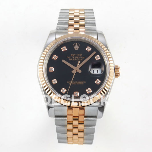 Rolex Datejust 31mm Black Dial Rose Gold / Steel Jubilee GMF A2824 - front view