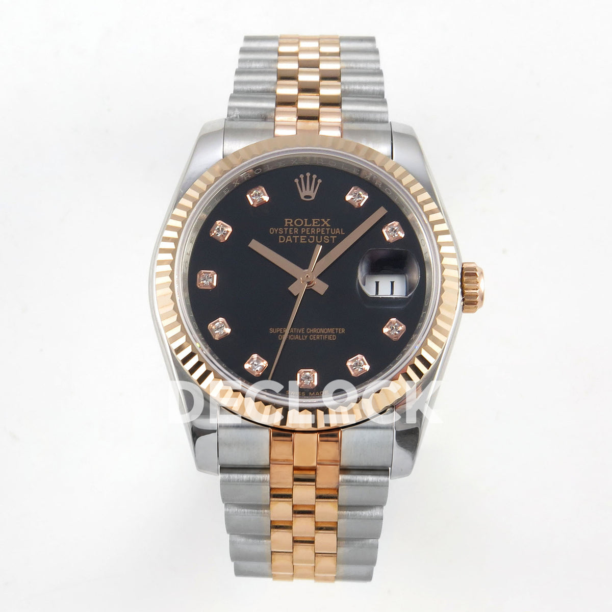 Rolex Datejust 31mm Black Dial Rose Gold / Steel Jubilee GMF A2824 - front view