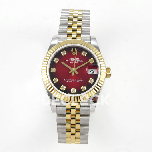 Rolex Datejust 31mm Red Ombre Dial Yellow Gold / Steel Jubilee GMF A2824 - front view