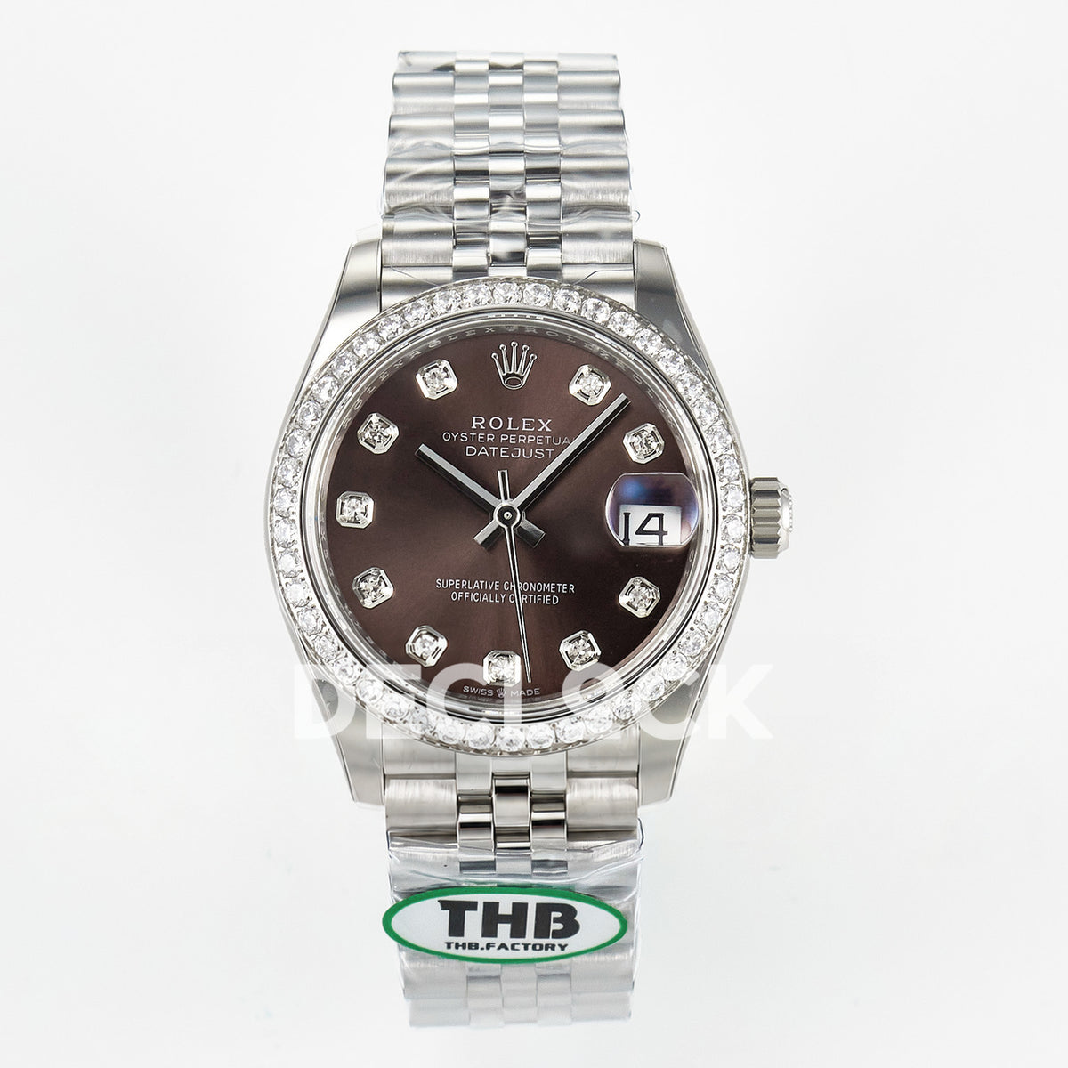 Rolex Datejust 31mm 278384RBR Brown Gem-Set Dial Steel Jubilee Gem Bezel THBF HZ2236 - front view