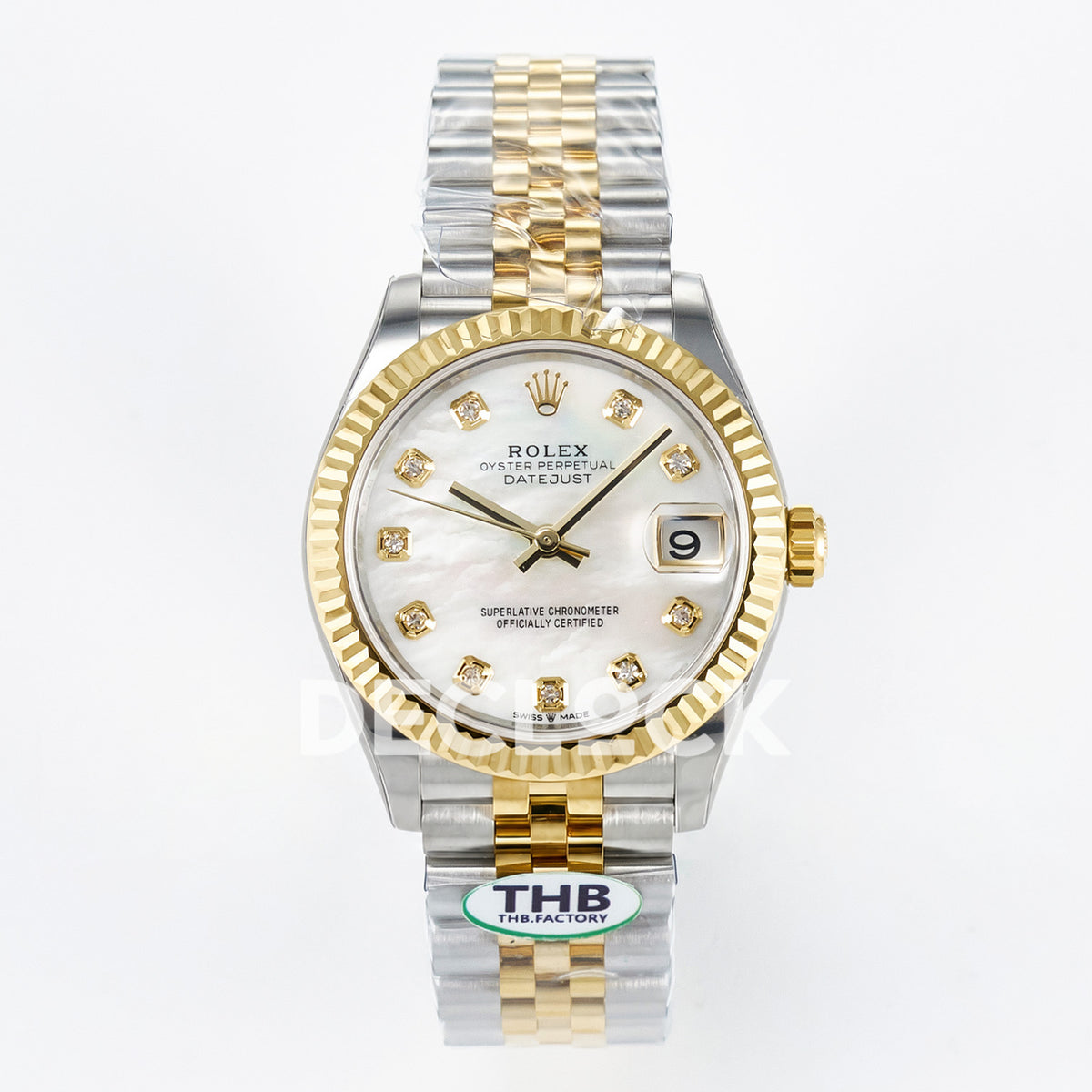 Rolex Datejust 31mm 278273 White Gem-Set Dial Yellow Gold / Steel Jubilee THBF HZ2236 - front view