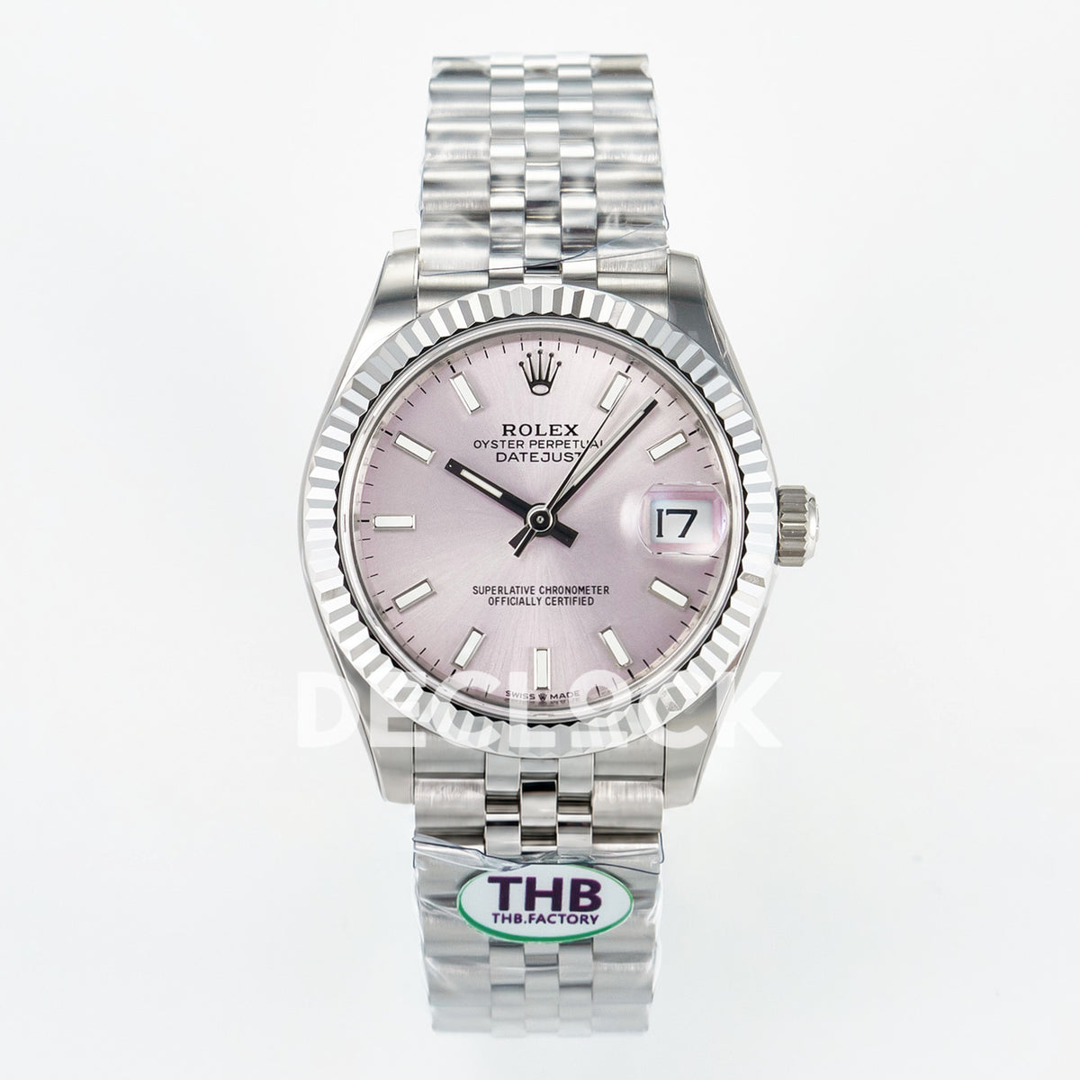 Rolex Datejust 31mm 278274 Pink Baton Dial Steel Jubilee THBF HZ2236 - front view