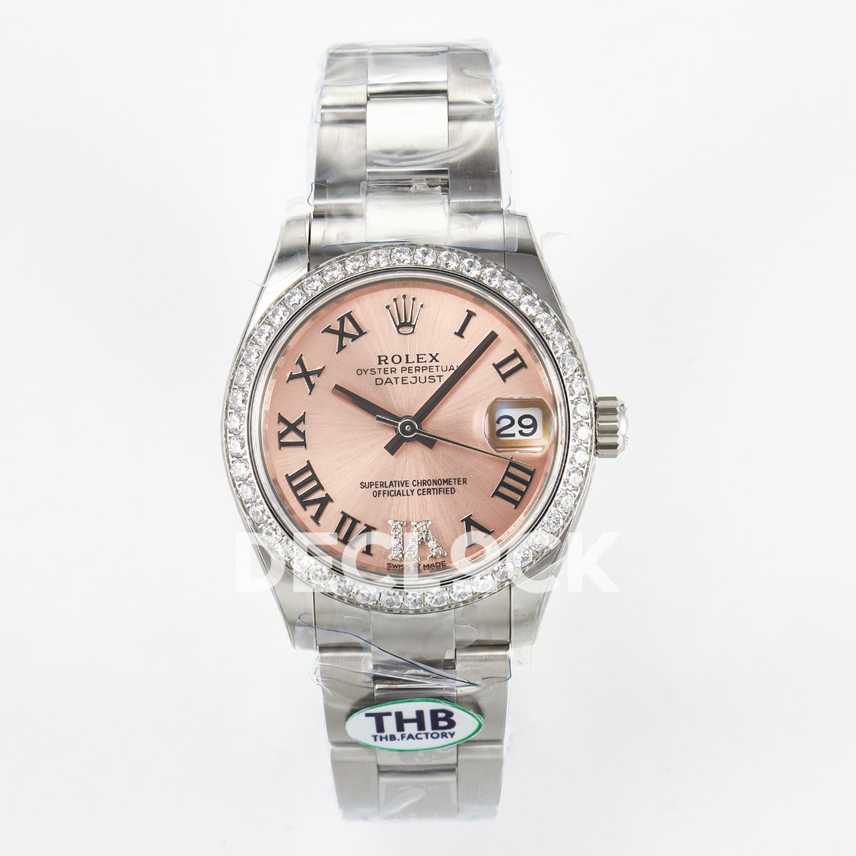 Rolex Datejust 31mm Rose Roman Dial Steel Oyster Gem Bezel THBF HZ2236 - front view
