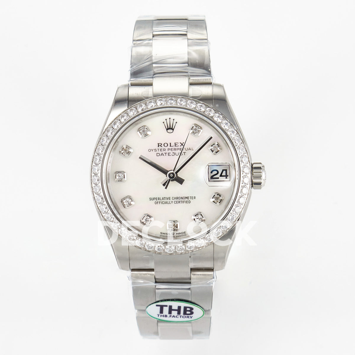 Rolex Datejust 31mm 278384RBR White MOP Dial Steel Oyster Gem Bezel THBF HZ2236 - front view