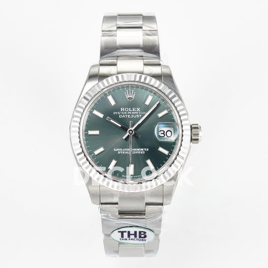 Rolex Datejust 31mm 278274 Green Baton Dial Steel Oyster THBF HZ2236 - front view